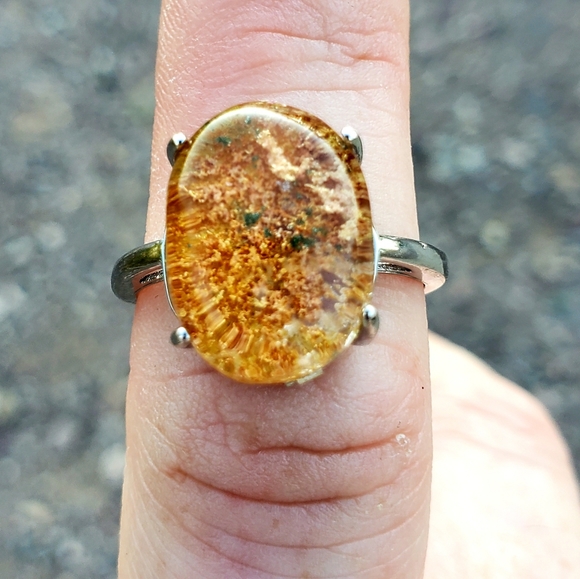 New Phantom Quartz Lodolite Adjustable Silver Ring. - Picture 7 of 13